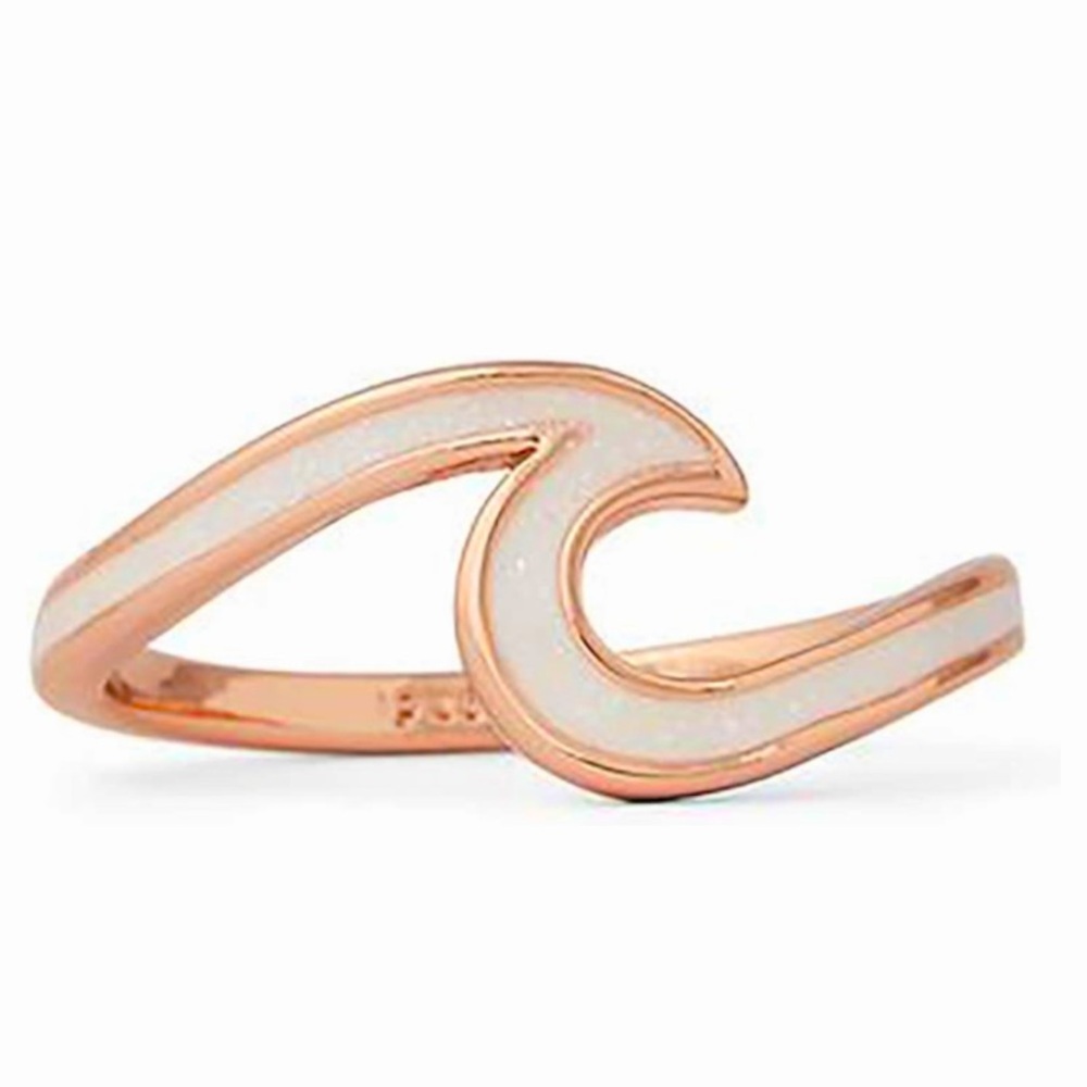 NWOT Pura Vida Rose Gold-Plated Enameled Wave Ring - Brass Base Band - Size 7
